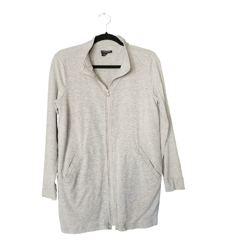 Eileen Fisher Jacket Womens M Petite Stretch Full‎ Zip Pockets Gray Tunic Tencel